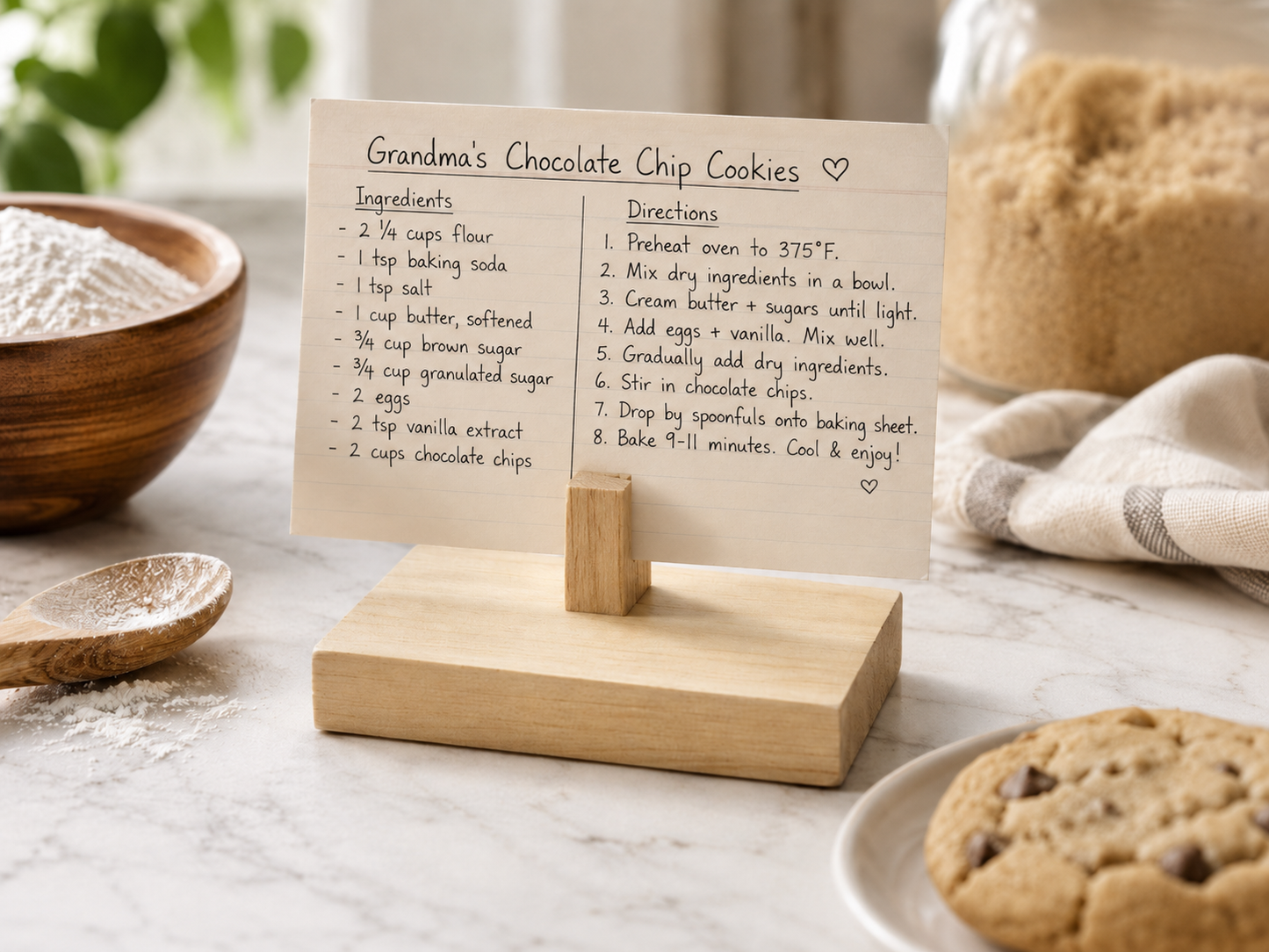 Handmade Wooden Recipe Card Holder | Kitchen Recipe Stand