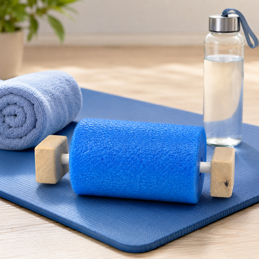 Handheld Foam Muscle Roller with Wooden Handles – Compact Massage Roller for Sore Calves, Thighs, Legs & Post-Workout Recovery