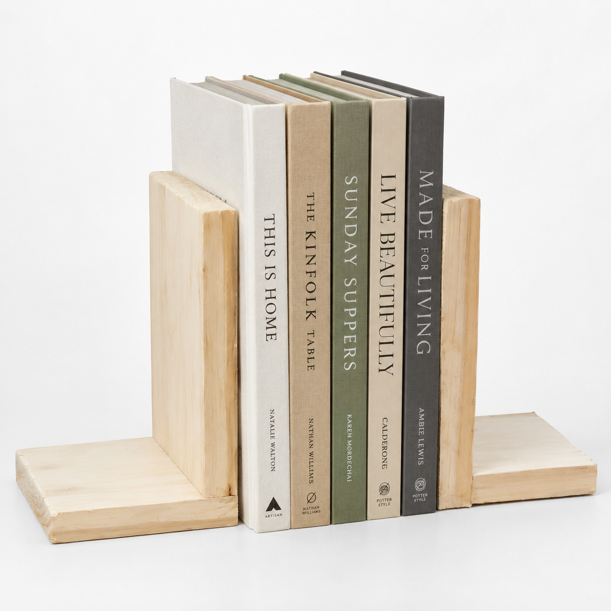 Handmade Wooden Bookends Set – Minimalist Natural Wood Book Holders for Desk, Shelf, Office, Bookshelf & Home Decor