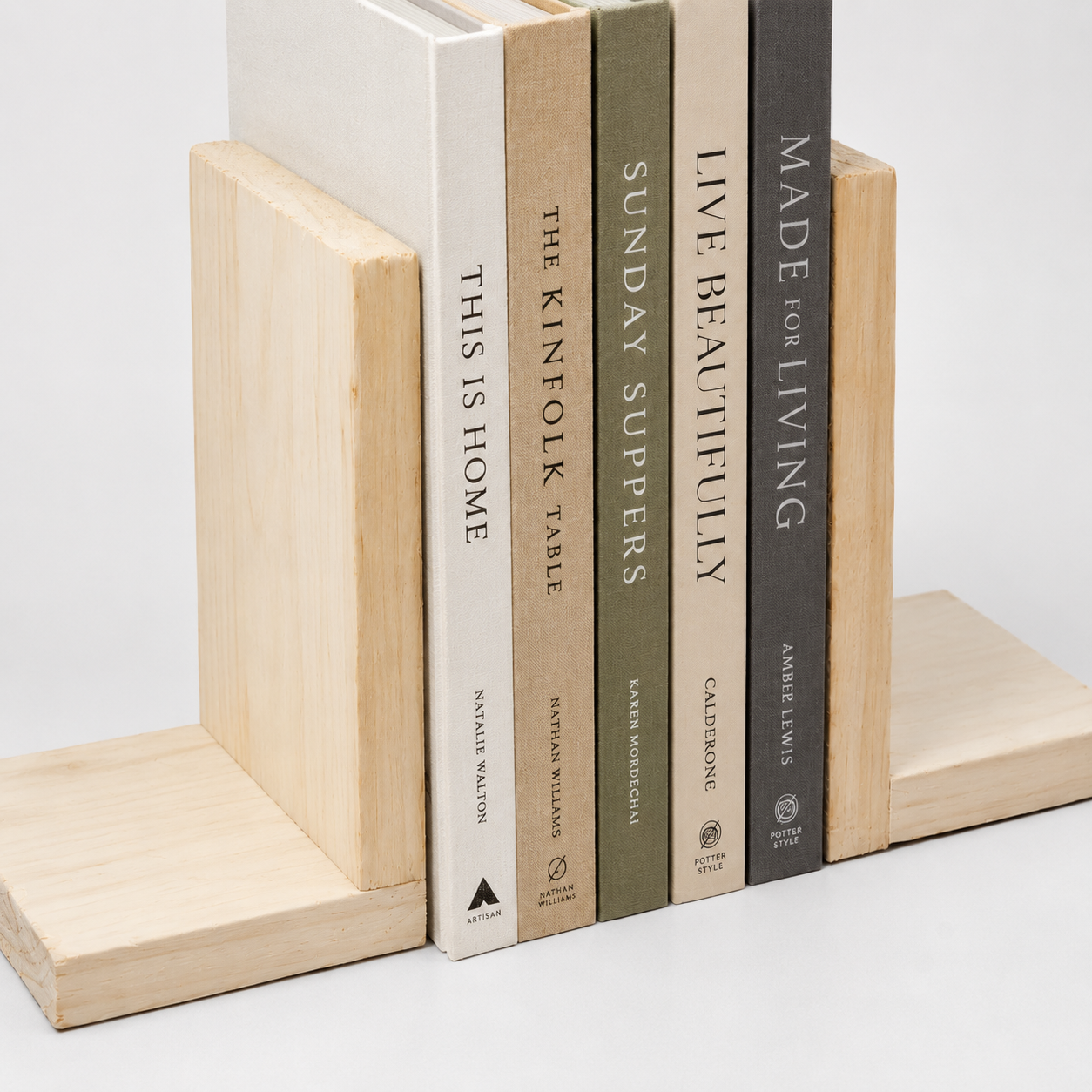 Handmade Wooden Bookends Set – Minimalist Natural Wood Book Holders for Desk, Shelf, Office, Bookshelf & Home Decor