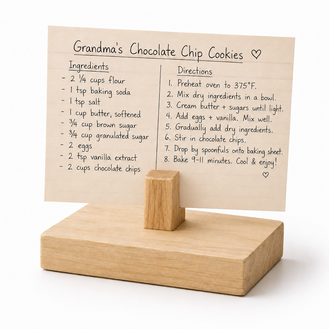 Handmade Wooden Recipe Card Holder | Kitchen Recipe Stand