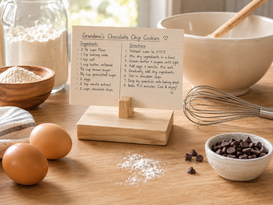 Handmade Wooden Recipe Card Holder | Kitchen Recipe Stand