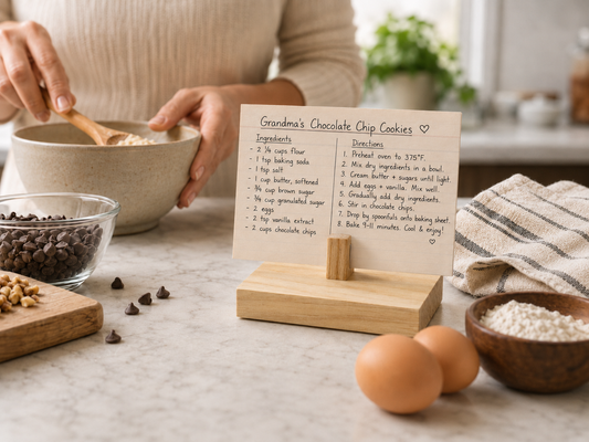 Handmade Wooden Recipe Card Holder | Kitchen Recipe Stand